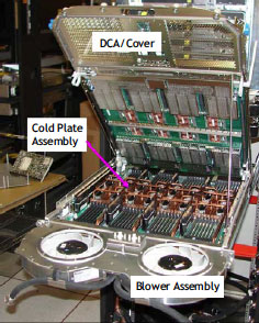Figure 5. View of the Power 575 supercomputing node with the DCA/cover up.
